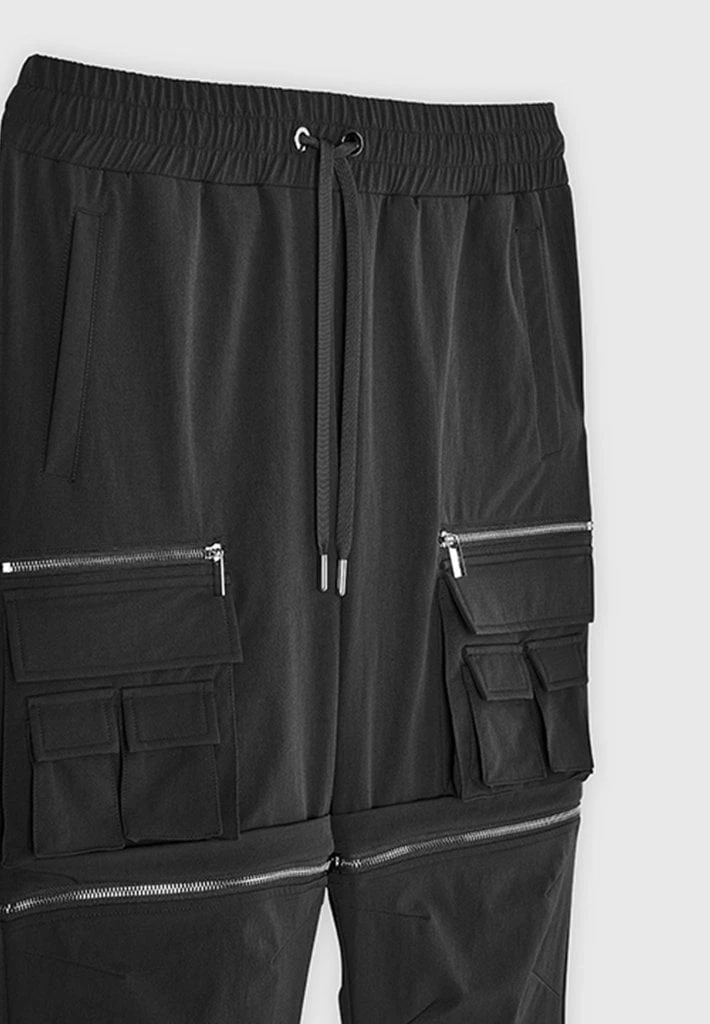Man Casual Trousers 2-in-1 Hardware Cargo Pants - Black