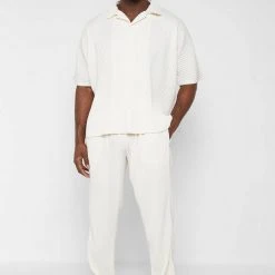 Man Casual Trousers Pleated Trousers - Cream