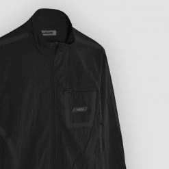 Man Tracksuit Tops Crinkled Nylon Taped Track Jacket - Black TRACKSUITS