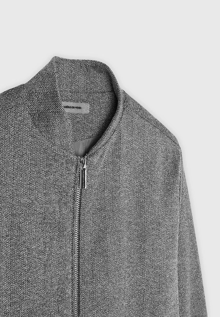 Man Jackets CO-ORDS Herringbone Bomber Jacket - Grey