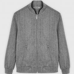 Man Jackets CO-ORDS Herringbone Bomber Jacket - Grey