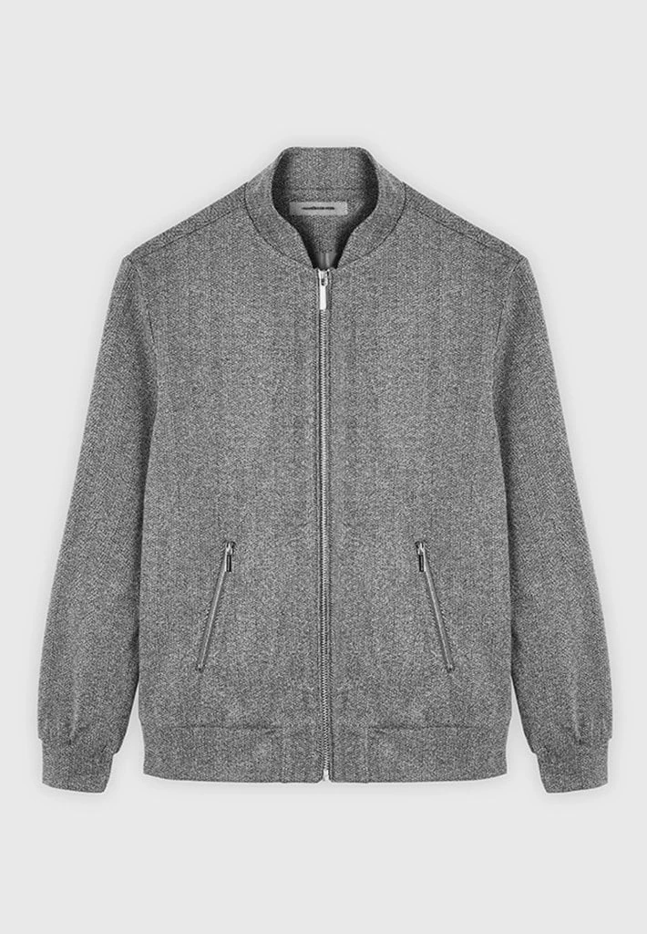 Man Jackets CO-ORDS Herringbone Bomber Jacket - Grey