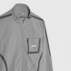 Man Tracksuit Tops Crinkled Nylon Taped Track Jacket - Ice Grey