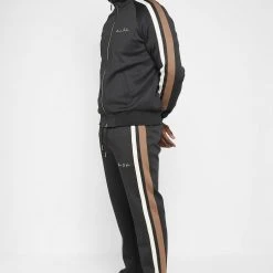Man Tracksuit Tops Twin Stripe Track Jacket - Black