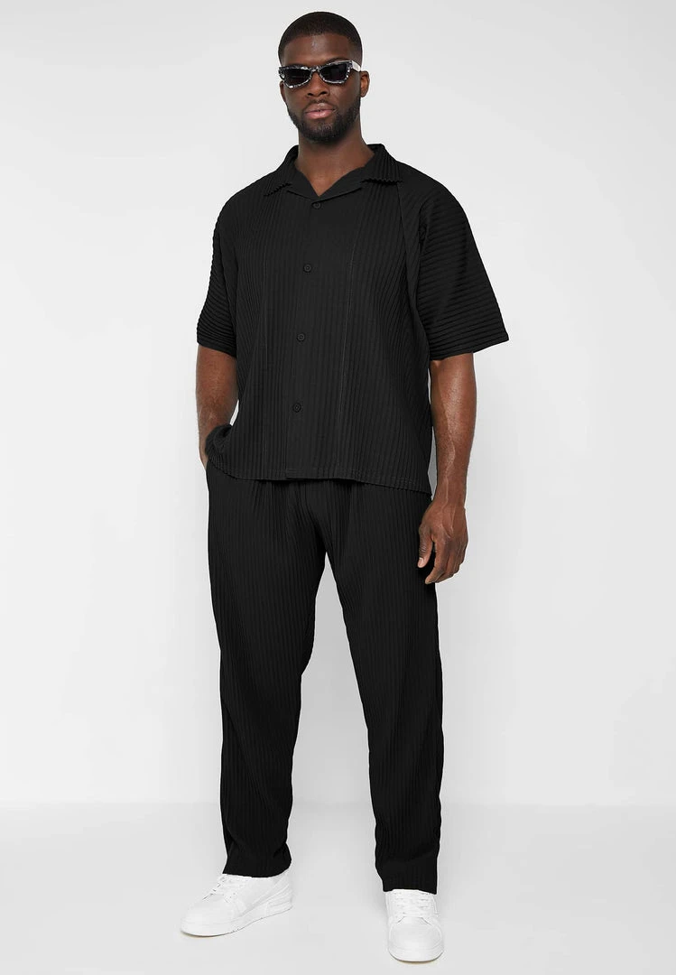 Man Casual Trousers Pleated Trousers - Black