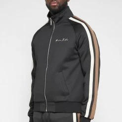 Man Tracksuit Tops Twin Stripe Track Jacket - Black