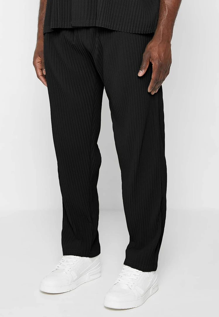 Man Casual Trousers Pleated Trousers - Black