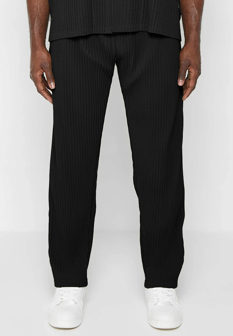 Man Casual Trousers Pleated Trousers - Black