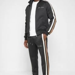 Man Tracksuit Bottoms TRACKSUITS Twin Stripe Track Pants - Black