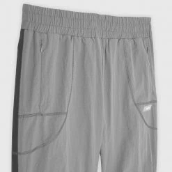 Man Tracksuit Bottoms Crinkled Nylon Taped Track Pants - Ice Grey