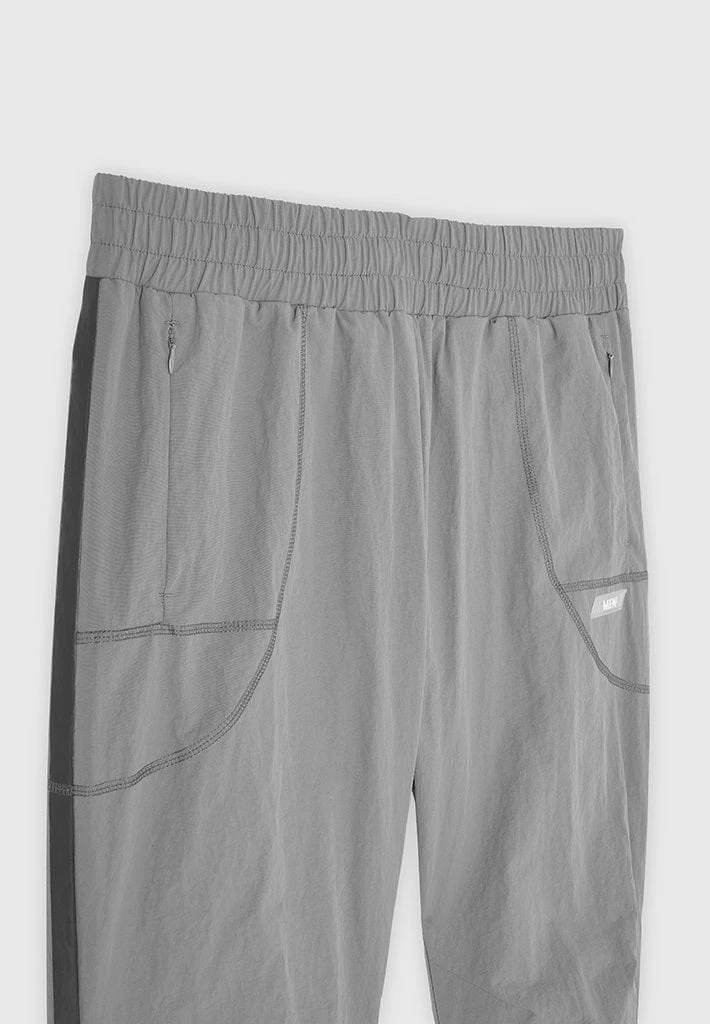 Man Tracksuit Bottoms Crinkled Nylon Taped Track Pants - Ice Grey