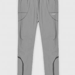 Man Tracksuit Bottoms Crinkled Nylon Taped Track Pants - Ice Grey