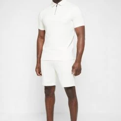 Man Tops POLO TOPS Jacquard Polo Shirt - White