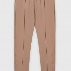 Man Tracksuit Bottoms Matte Popper Track Pants - Beige TRACKSUITS