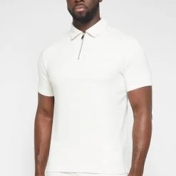 Man Tops POLO TOPS Jacquard Polo Shirt - White