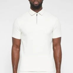 Man Tops POLO TOPS Jacquard Polo Shirt - White