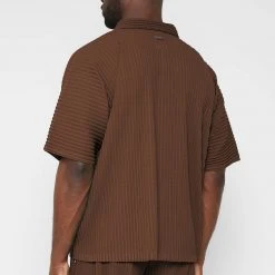 Man Shirts Pleated Shirt - Brown