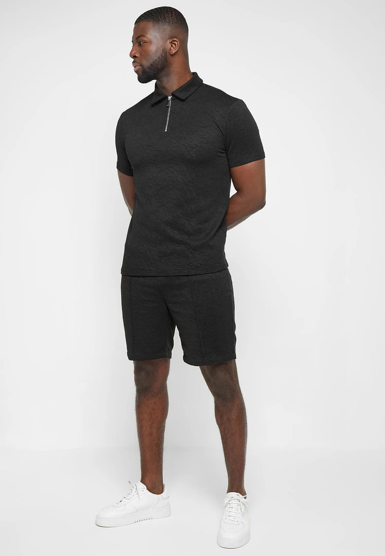 Man Tops Jacquard Polo Shirt - Black POLO TOPS