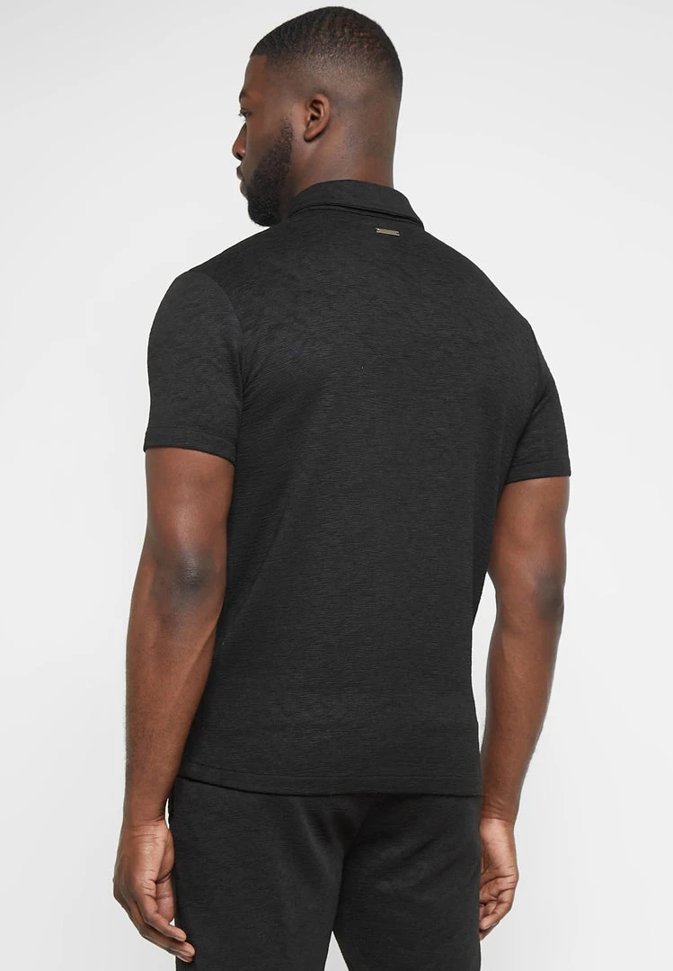 Man Tops Jacquard Polo Shirt - Black POLO TOPS