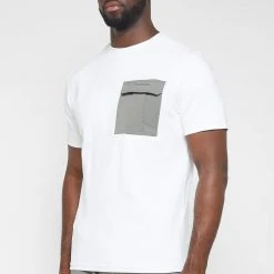 Man T-Shirts Technical Cargo Pocket T-Shirt - White