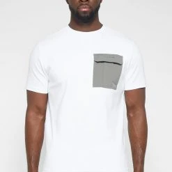 Man T-Shirts Technical Cargo Pocket T-Shirt - White