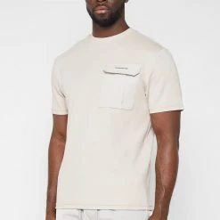 Man T-Shirts Technical Cargo Pocket T-Shirt - Stone