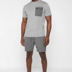 Man T-Shirts Technical Cargo Pocket T-Shirt - Grey