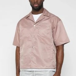 Man Shirts Nylon Revere Shirt - Pink
