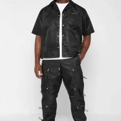 Man Shirts Nylon Revere Shirt - Black