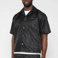 Man Shirts Nylon Revere Shirt - Black