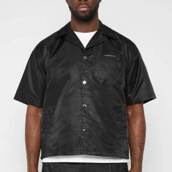 Man Shirts Nylon Revere Shirt - Black