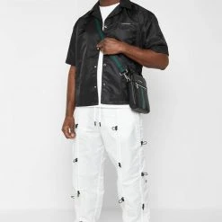 Man Casual Trousers Bungee Cargo Pants - White