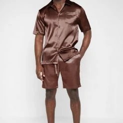 Man Shorts Satin Shorts - Brown