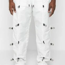 Man Casual Trousers Bungee Cargo Pants - White