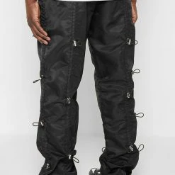 Man Casual Trousers Bungee Cargo Pants - Black