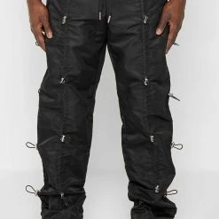 Man Casual Trousers Bungee Cargo Pants - Black