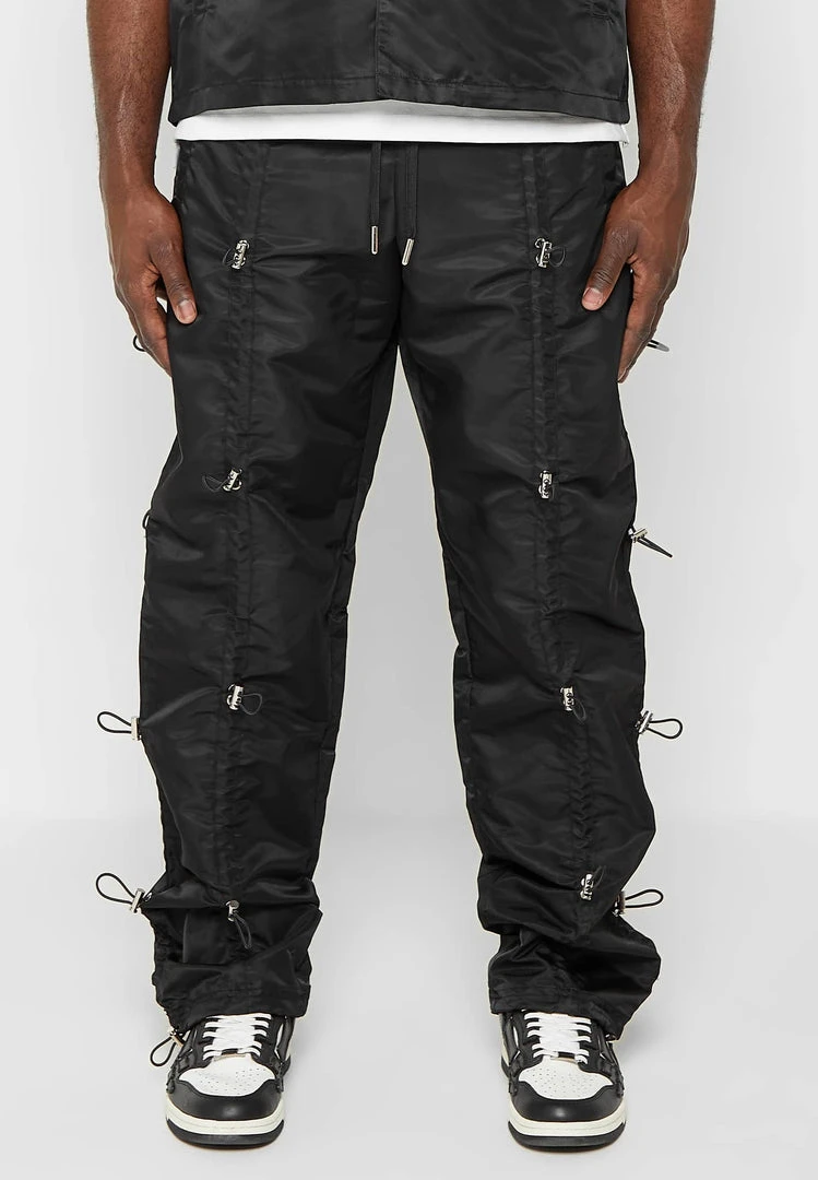 Man Casual Trousers Bungee Cargo Pants - Black