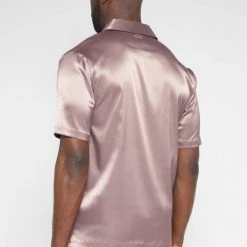 Man Shirts Satin Resort Shirt - Pink