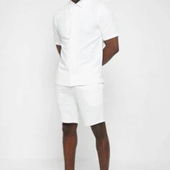 Man Shorts Textured Linen Shorts - White