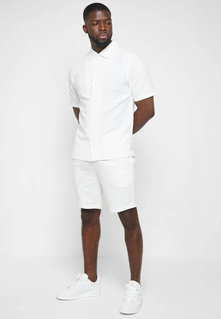 Man Shorts Textured Linen Shorts - White