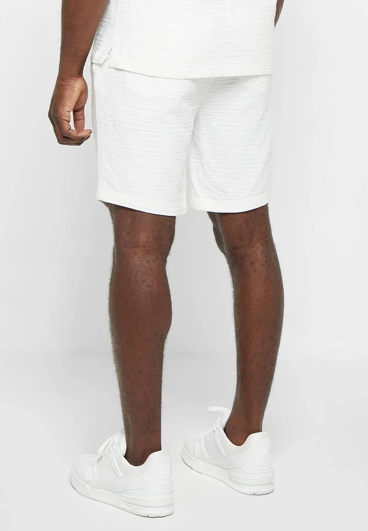 Man Shorts Textured Linen Shorts - White