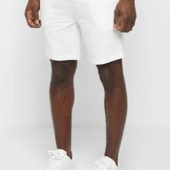 Man Shorts Textured Linen Shorts - White