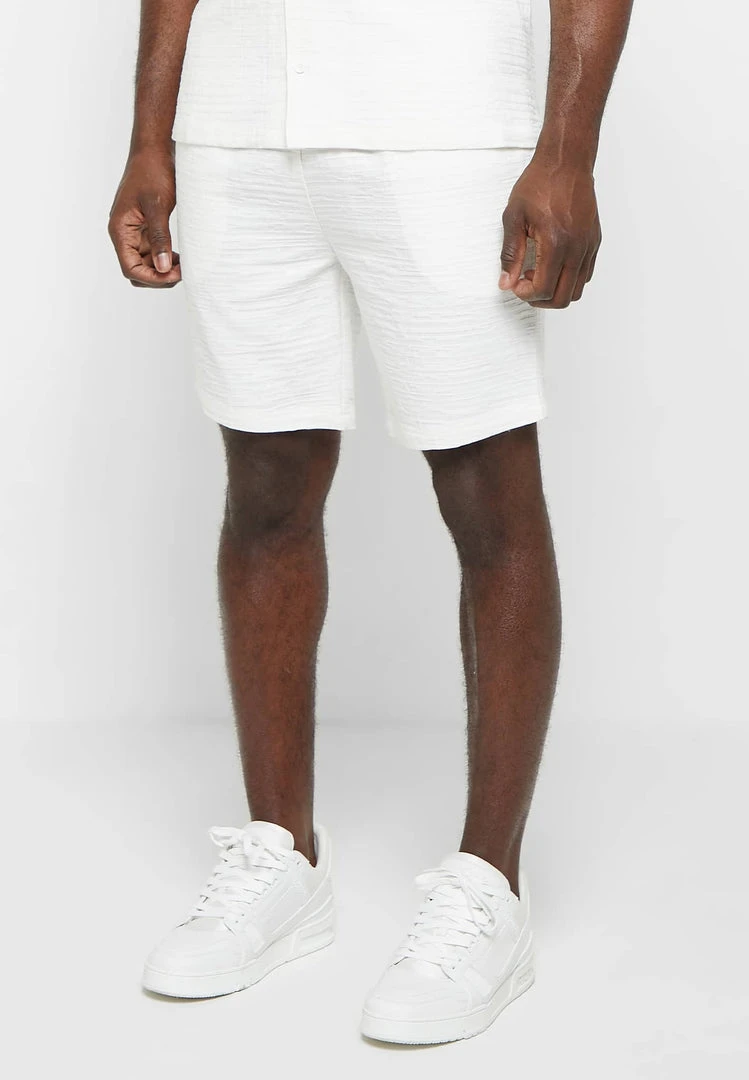 Man Shorts Textured Linen Shorts - White
