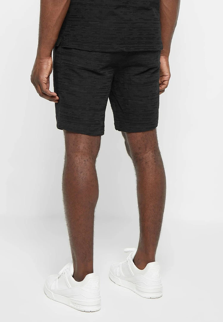 Man Shorts Textured Linen Shorts - Black SHORTS SETS