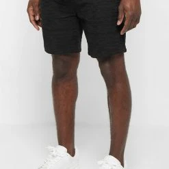 Man Shorts Textured Linen Shorts - Black SHORTS SETS