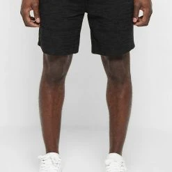 Man Shorts Textured Linen Shorts - Black SHORTS SETS