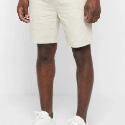 Man Shorts Textured Linen Shorts - Beige