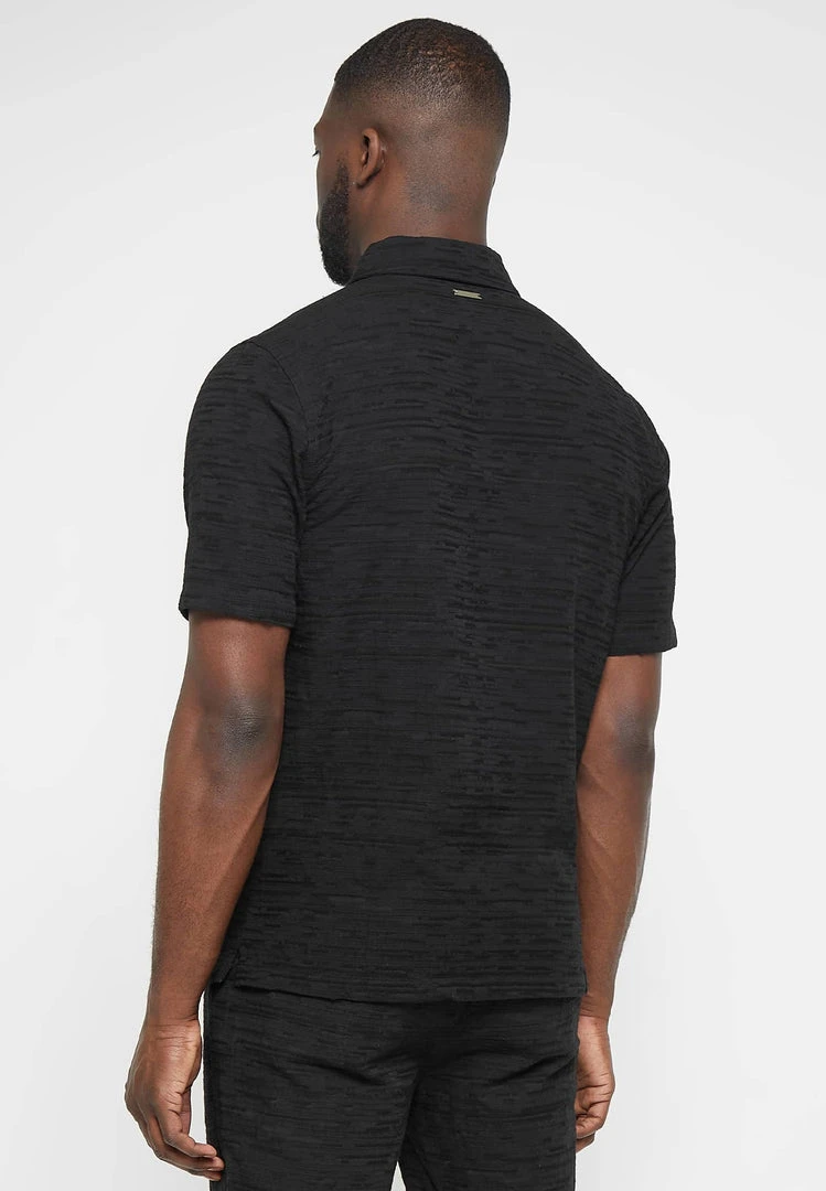 Man Shirts Textured Linen Shirt - Black