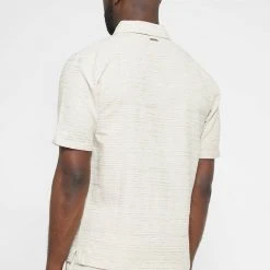 Man Shirts Textured Linen Shirt - Beige