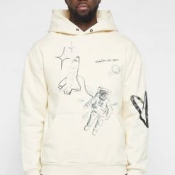 Man Hoodies Graffiti Hoodie - Cream